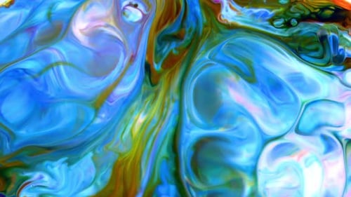 Abstract Liquid Paint Swirls in Colorful Motion