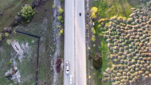 Aerial view of double lane highway 4K