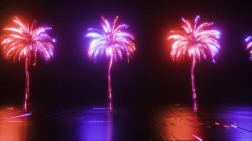 Neon Glowing Palms Synthwave Loop