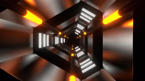 White And Orange Starship Energy Tunnel Background Vj Loop In 4K