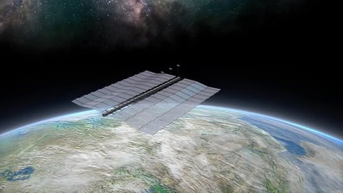Space Station Orbiting Earth with Solar Panels