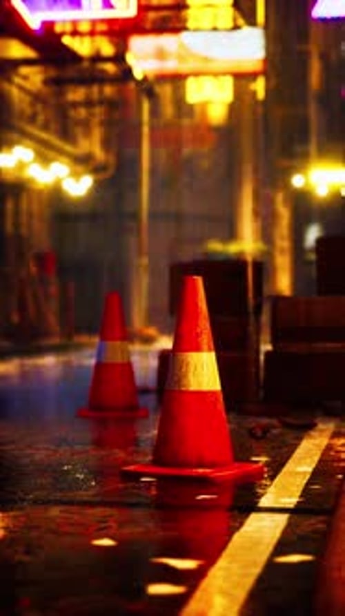 Group of Traffic Cones on Roadside