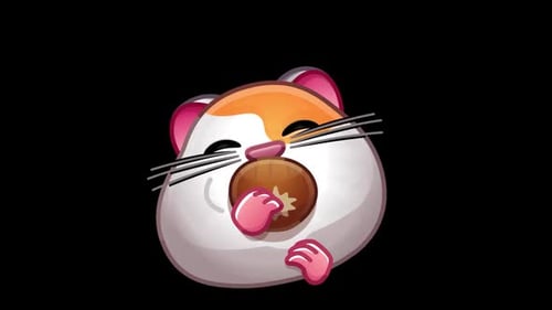 Cute Cartoon Hamster Eating Nut Animation Loop