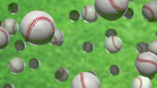 Falling Baseballs On Defocussed Green Background