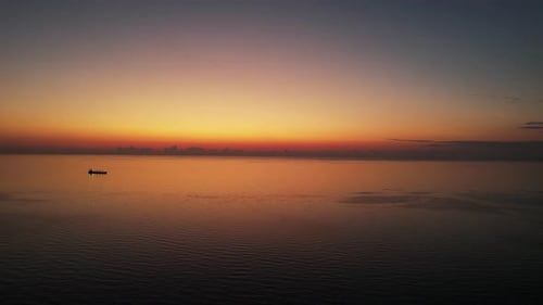 Ocean sunset. Beautiful sun set with orange sky. 4K sunset background.