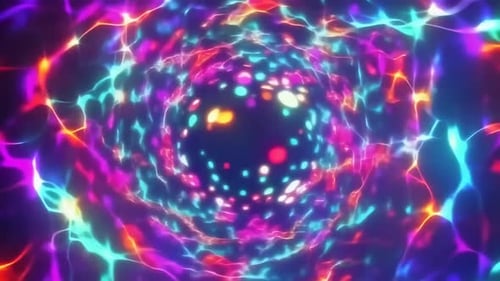Boucle de mouvement abstraite vibrante avec énergie lumineuse colorée Wa