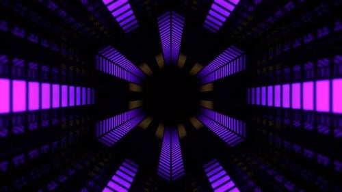 Purple And Yellow Retro Futuristic Light Tunnel Background Vj Loop In 4K