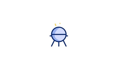 Flat Design Animated BBQ Grill Cooking Icon