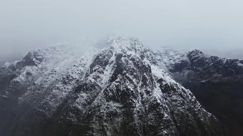 Nordic Aerial Adventure Drone Flight to Lofoten Revealing Norway's Majestic Snowy Mountains