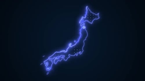 Neon Electric Outline of Japan Map Animation