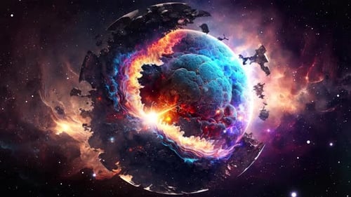 Vibrant Abstract Nebula and Planet Energy Explosion