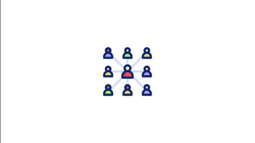 Animated People Network Icon in Flat Design Style