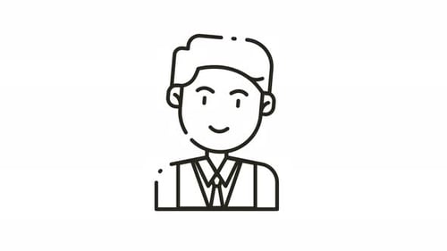 Animated Person Icon in Flat Line Design Loop