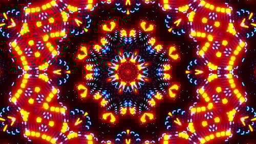 Animated wave moving structure of blue cubes with glare and radiance. Kaleidoscope VJ loop