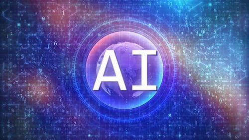 Konzept der künstlichen Intelligenz: Blaues futuristisches Technologienetzwerk auf digitalem Cyberspace-Hintergrund