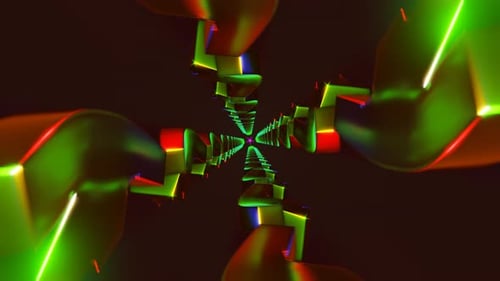 Stroboskop-Lichteffekte und sich entwickelnde geometrische Formen in einer nahtlosen Videoschleife