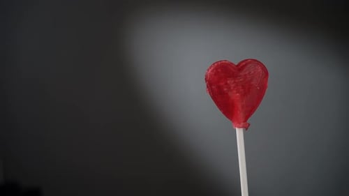 Heart Shaped Red Lollipop Still Life