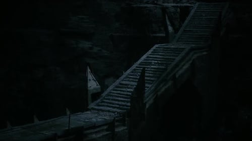 Dark Ancient Stone Staircase Ascending in a Mysterious Environment