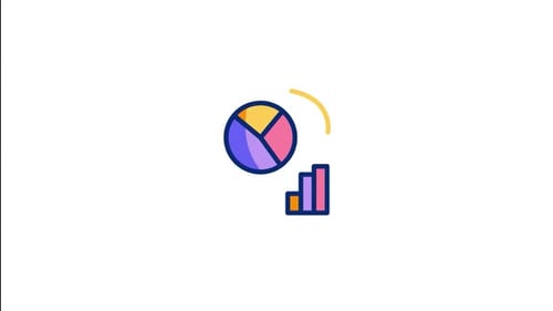 Geometric Animated Pie Chart and Bar Graph Data Icon