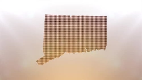 Pixelated Connecticut Map Digital Reveal Animation with Light Scan