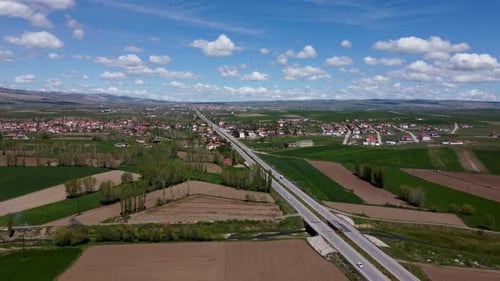 Kayseri Sivas highway road aerial view 4K