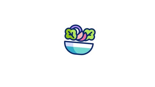 Animated Healthy Salad Bowl Flat Design Icon