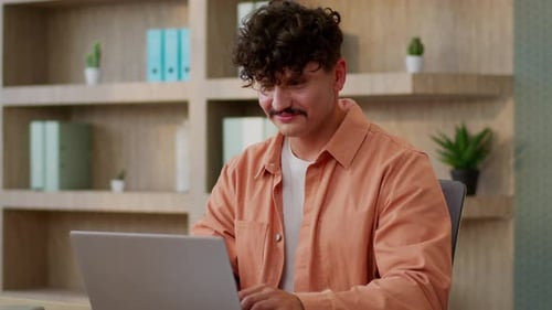 Computer Work in Office Caucasian Man Guy Male Businessman Business Entrepreneur Designer Working