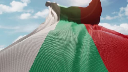 Bulgaria National Flag Waving with Realistic Fabric Texture