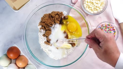 Adding Vanilla Extract to Cookie Dough Ingredients