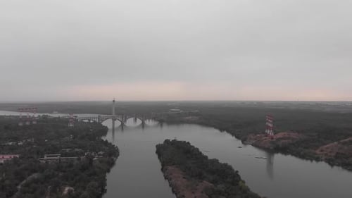 aerial view of the Khortytsia island in Zaporizhzhya
