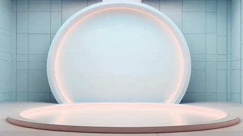 Podium Futuristische Vitrine mit Plattform für Produktausstellungen. Leeres modernes Bühnendisplay