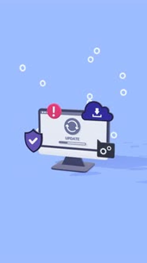 Animated Visualization Of Software Update And System Maintenance Concepts In Vertical Video Format.