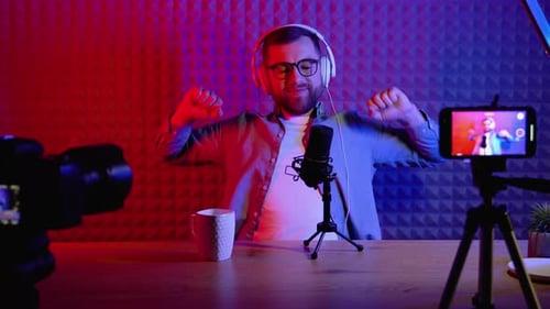 Blogger or Radio DJ is Resting After a Successful Online Stream