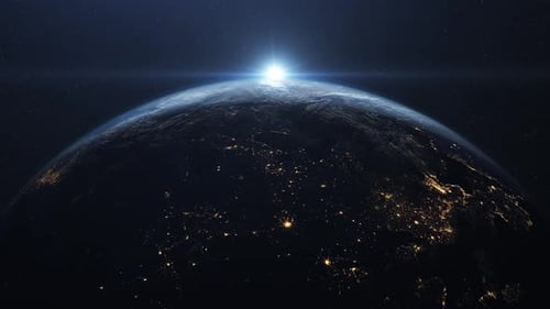 Sunrise above planet earth seen from space