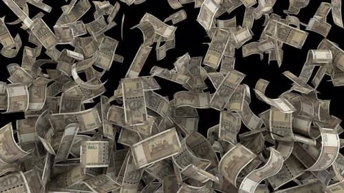 Falling Indian Rupee Banknotes Animation