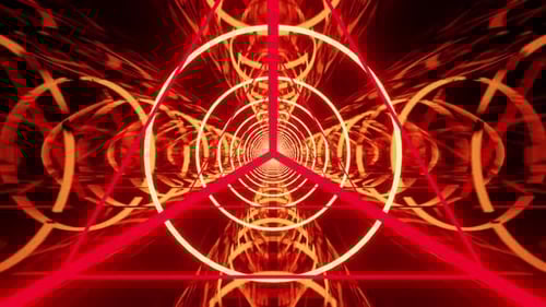 Red Hell Dark Video Background Triangle With Rings Tunnel Vj Loop Animation
