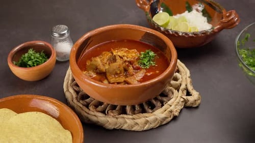 Mole De Panza, añadiendo cilantro picado, gastronomía mexicana