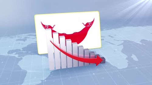Easter Island Rapa Nui Flag Decrease Bar Chart Graph And Arrow Red