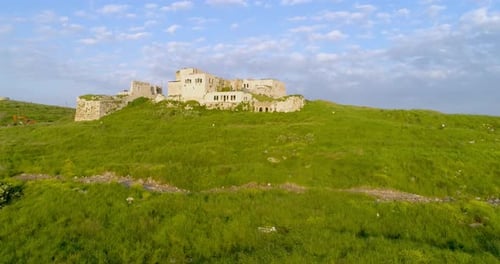 Luftaufnahme der antiken Festungsruinen, Israel.