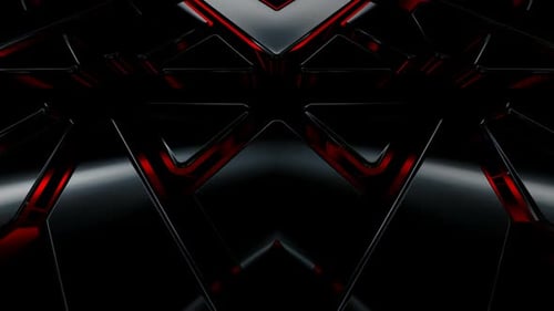 Abstract Cyber Tunnel Animation with Red Glowing Lights