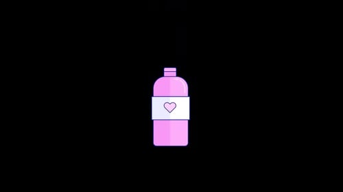 Flat Design Pink Bottle with Heart Label Graphic