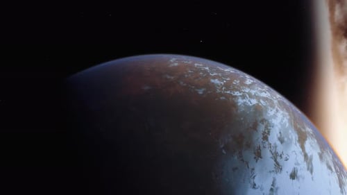 Cinematic Space Planet with Ring System Reveal