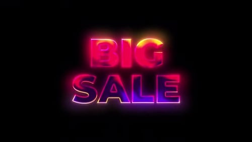 Animated Big Sale Text with Neon Glow Effect