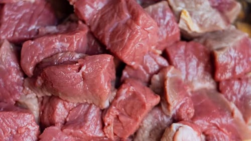 Fresh Cubed Raw Beef Ready for Cooking