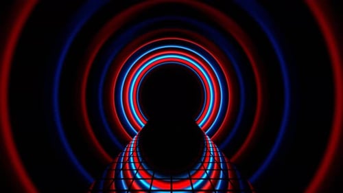 Red And Blue Futuristic Cylindrical Tunnel Background Vj Loop In 4K