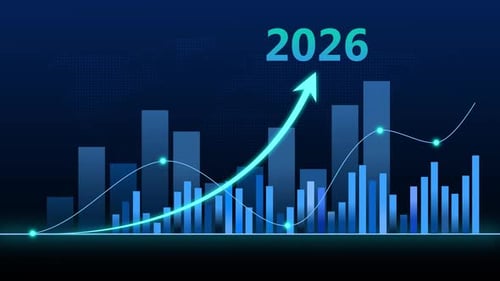 2026 Financial Business Growth Chart with Upward Arrow Animation
