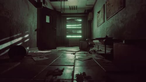 Set Up View of Dark Room Abandoned in the Psychiatric Hospital