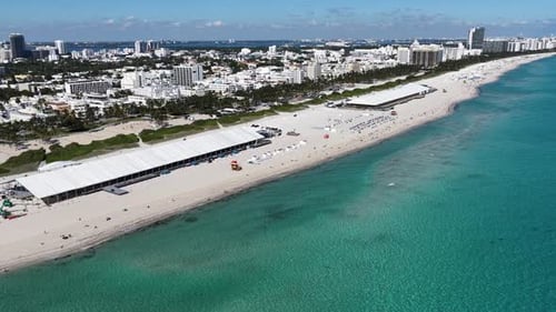 Miami Beach Skyline At Miami Beach In Florida United States.