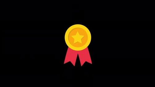 Bouncing Gold Star Award Medal Flat Design