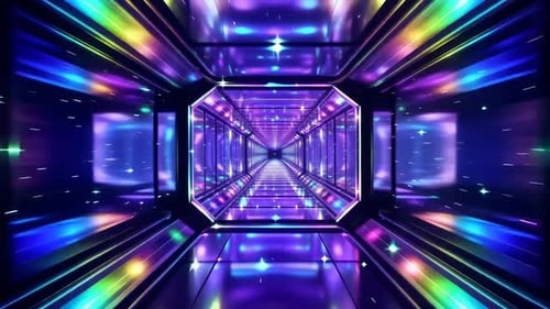 Futuristische Neon-Sci-Fi-Tunnelschleife mit leuchtenden Lichtern